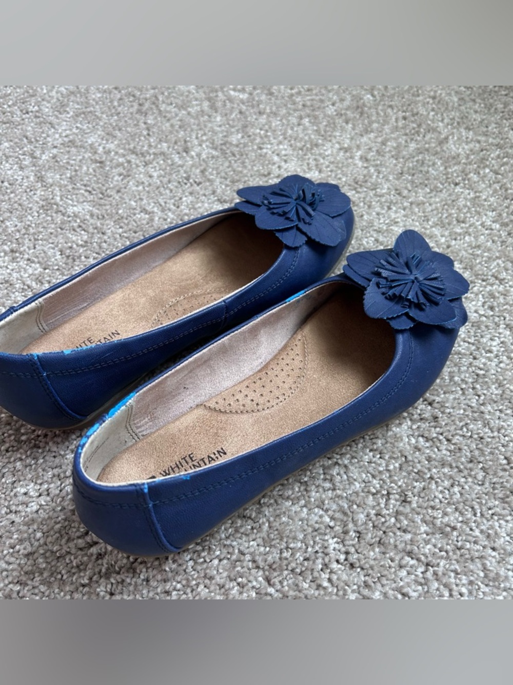White Mountain Hudson Cobalt Blue Floral Ballet Flats Size 7 M Comfort EUC - Picture 4 of 12